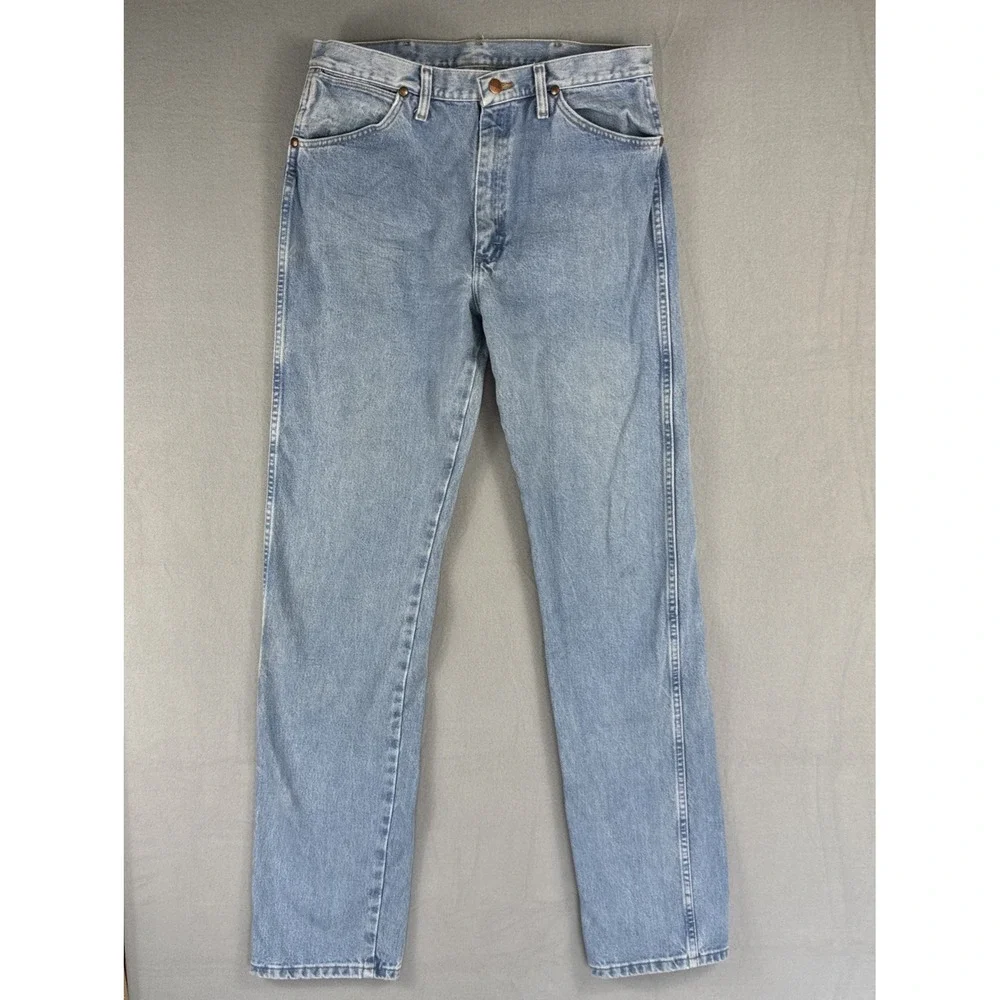 Wrangler 13MWZGH Jeans Men's 34x36 Light Wash Cowboy Cut Original Fit Straight